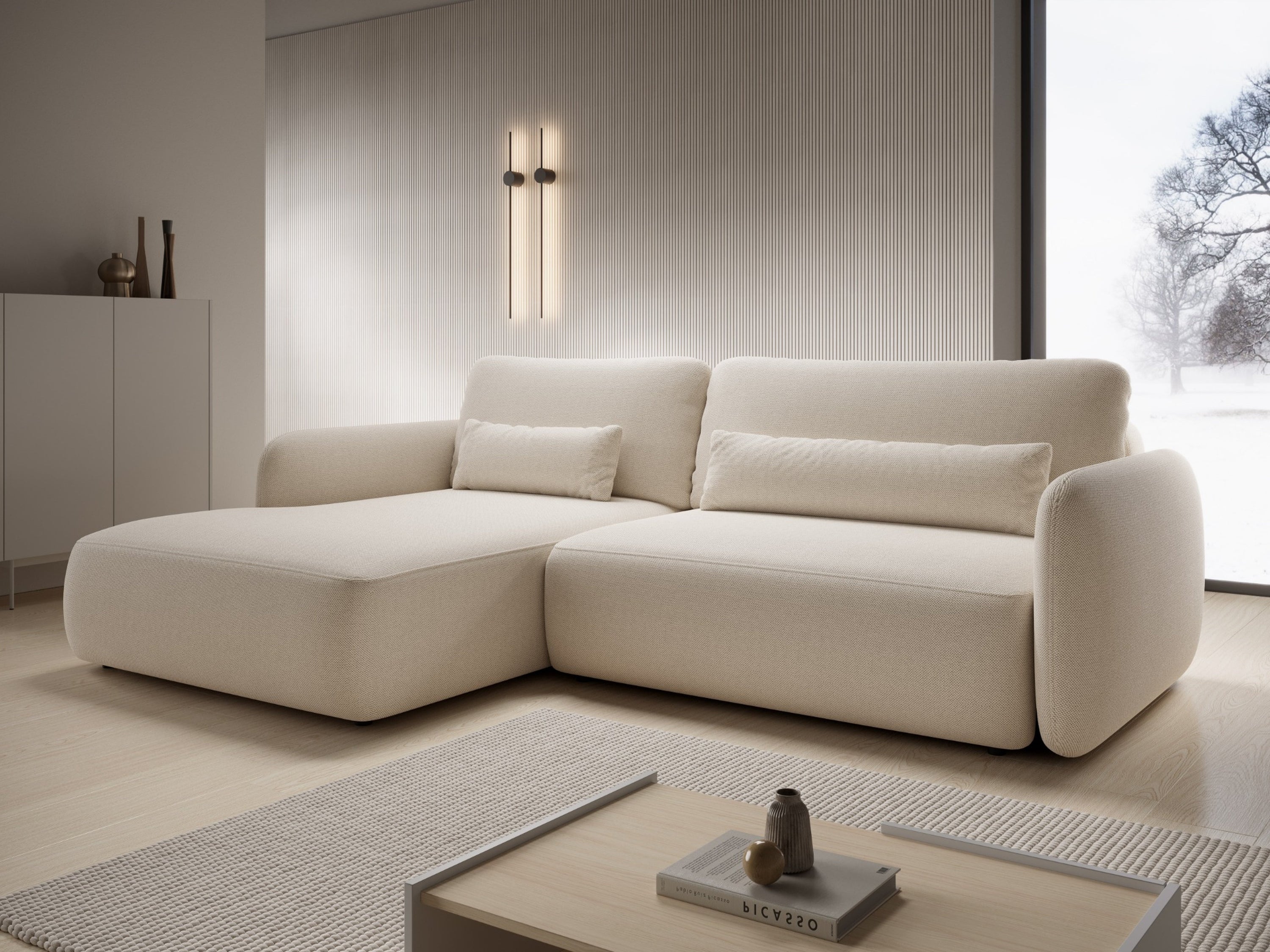 Kampinė sofa BILLY, šviesiai smėlio, kairė