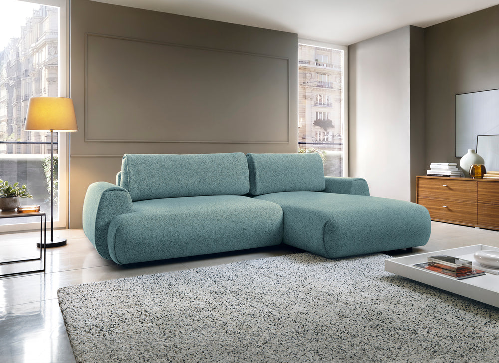 Kampinė sofa-lova PAULINA, melsvai pilka
