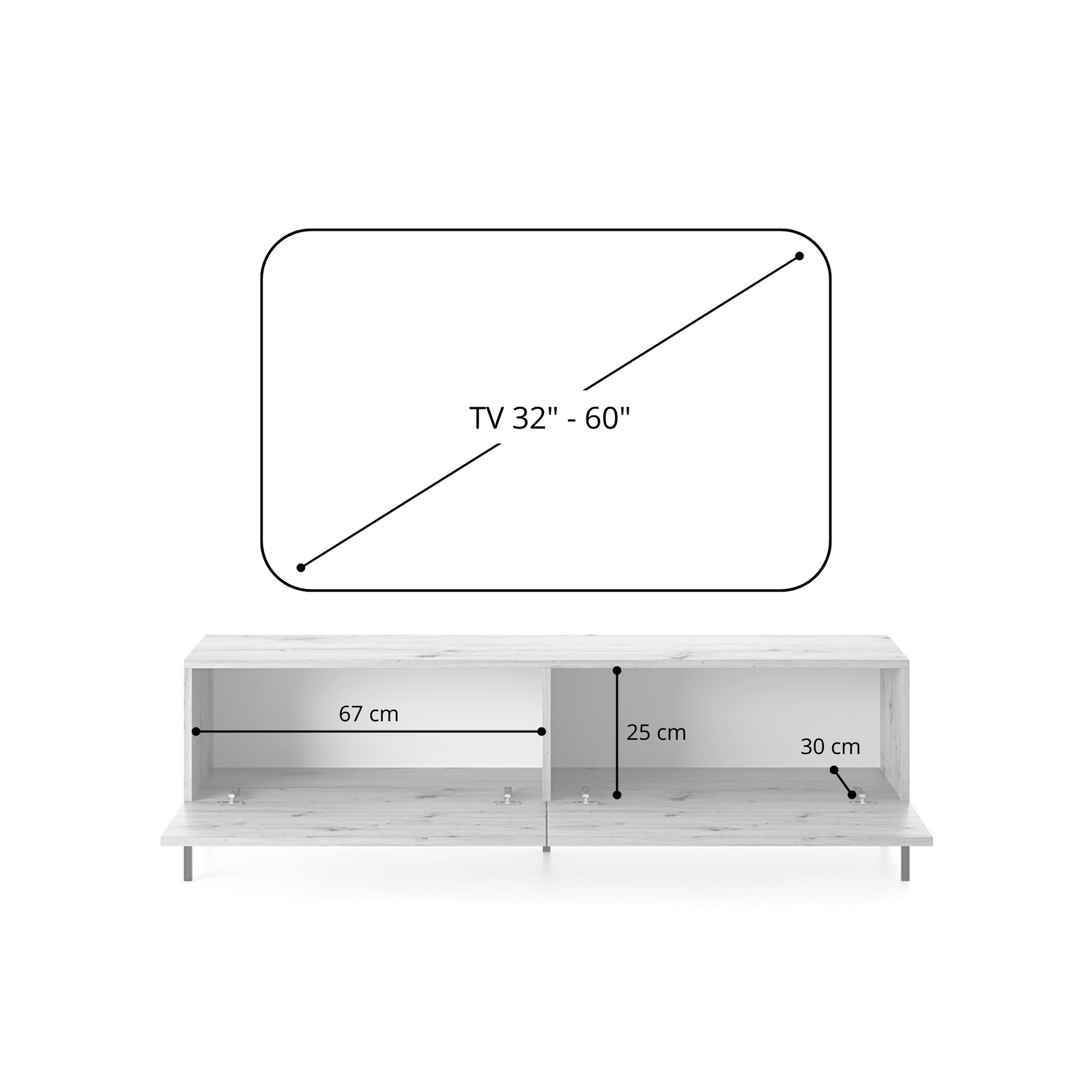 TV staliukas LAMMELO, pilkas, 140 cm