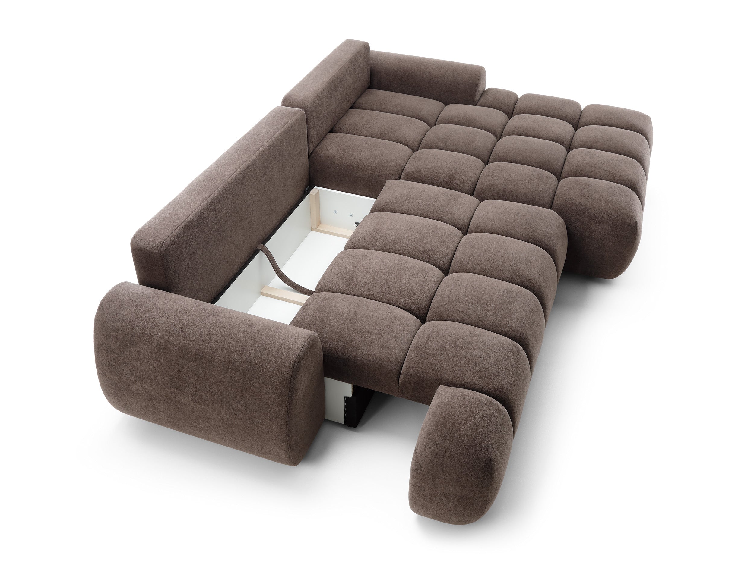 Kampinė sofa-lova ROULI M, ruda
