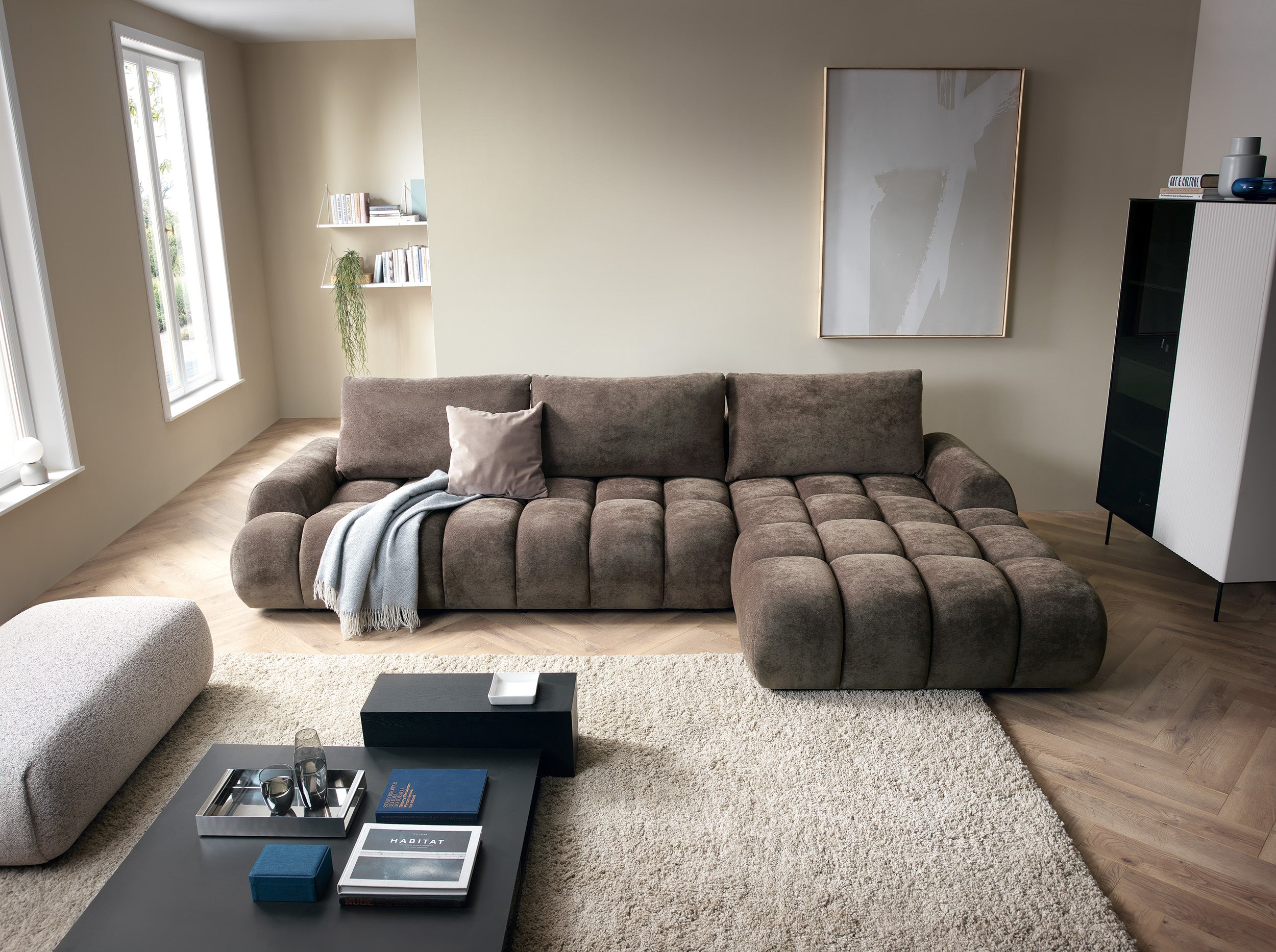 Corner sofa-bed ROULI L, brown