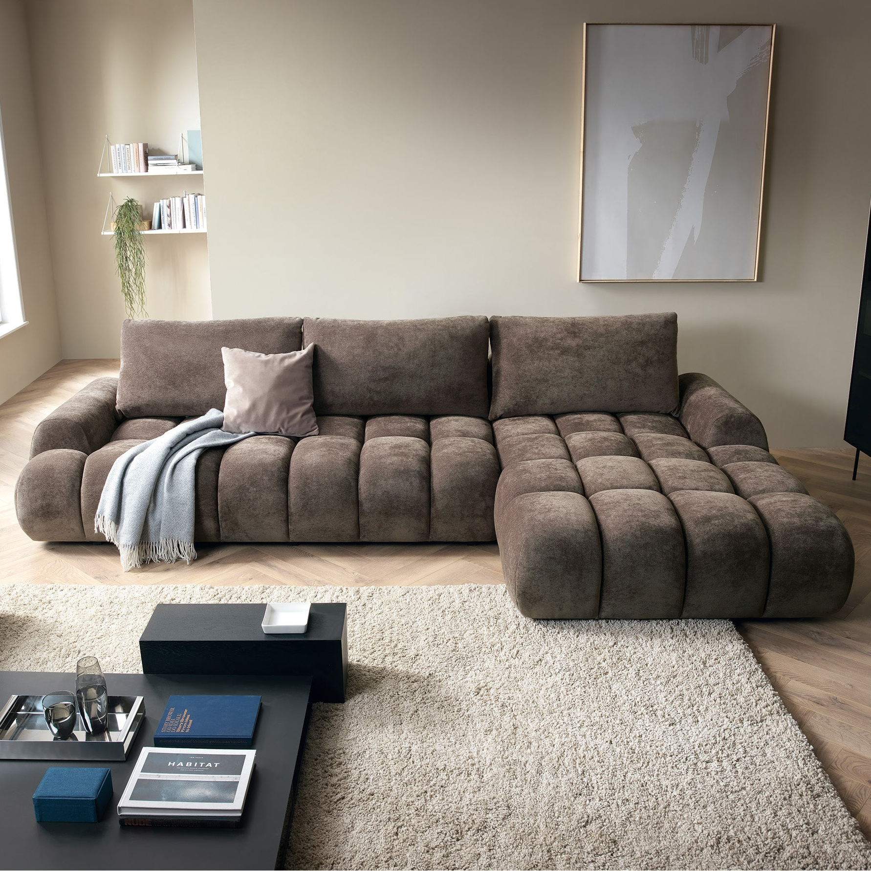 Corner sofa-bed ROULI L, brown