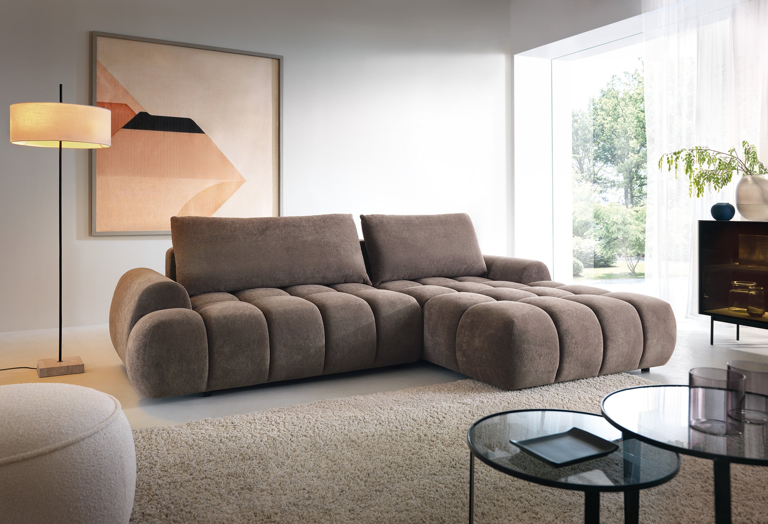 Kampinė sofa-lova ROULI M, ruda