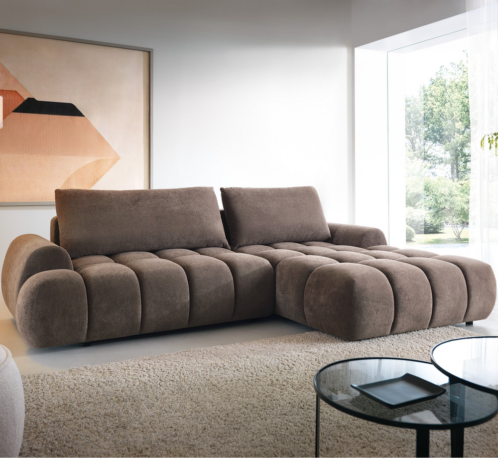 Corner sofa bed ROULI M, brown
