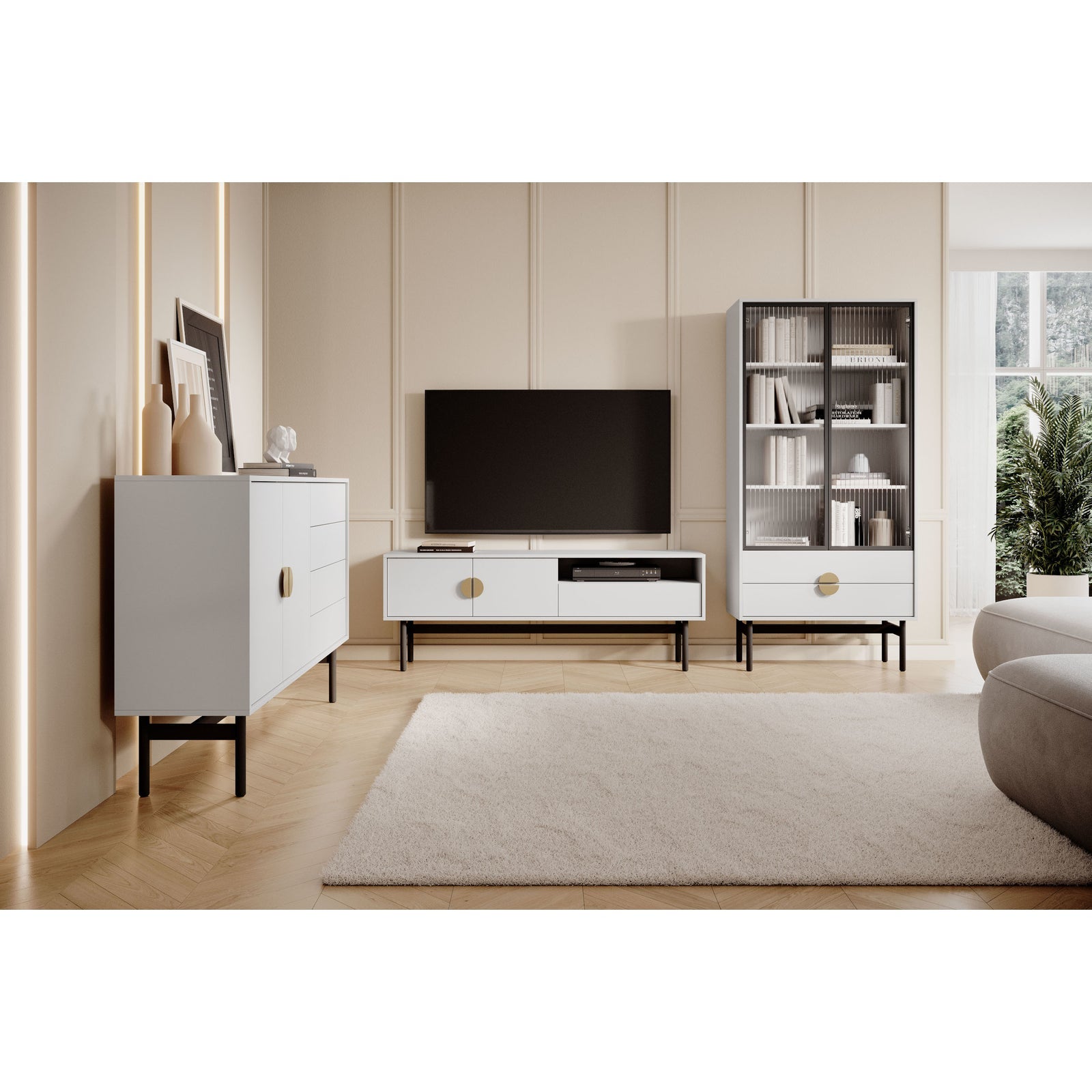 TV staliukas STOON, baltas, 154 cm