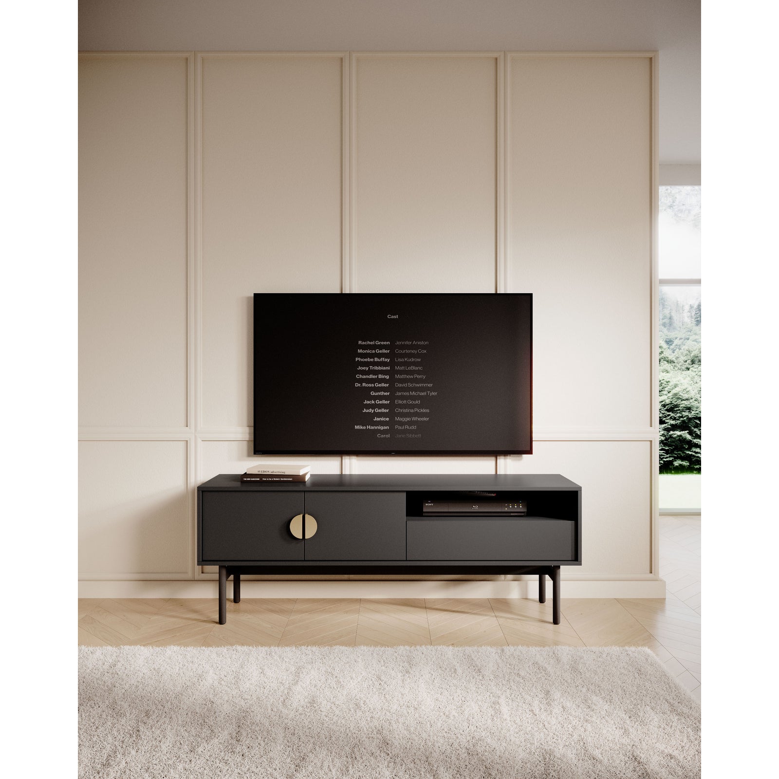 TV staliukas STOON, juodas, 154 cm