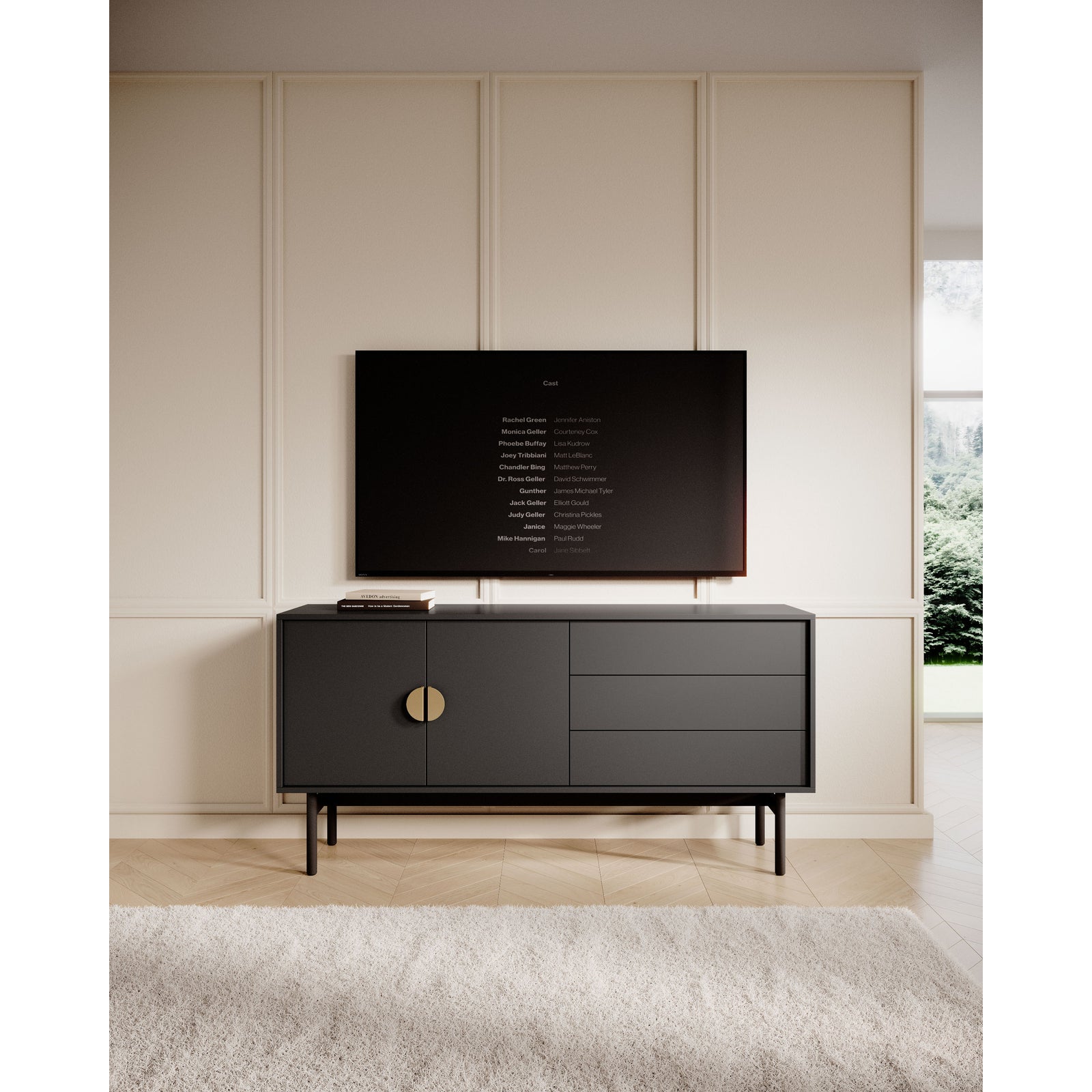 TV staliukas STOON, juodas, 154 cm
