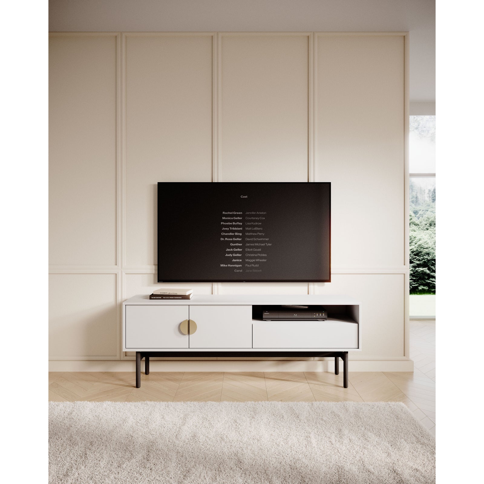 TV staliukas STOON, baltas, 154 cm