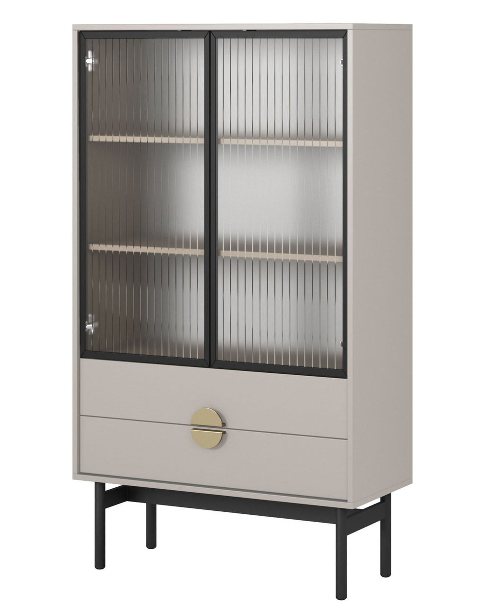 Žema vitrina STOON, pilkai smėlinė, 85 cm