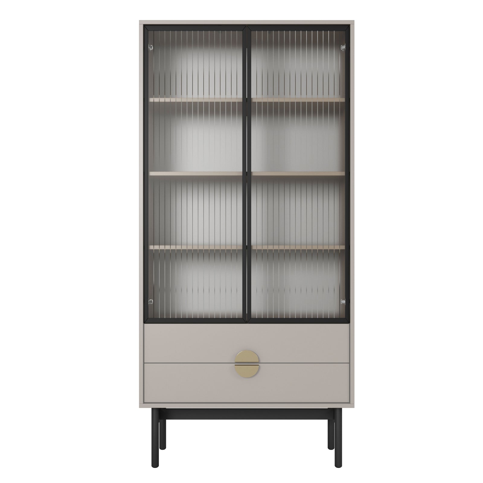 Aukšta vitrina STOON, pilkai smėlinė, 85 cm
