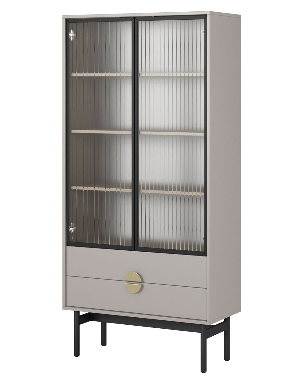 Aukšta vitrina STOON, pilkai smėlinė, 85 cm