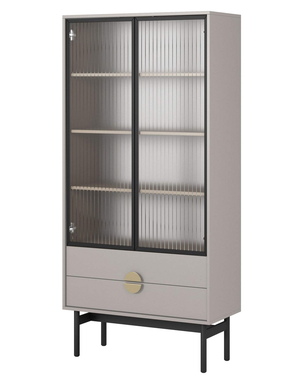 Aukšta vitrina STOON, pilkai smėlinė, 85 cm