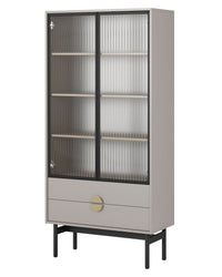Aukšta vitrina STOON, pilkai smėlinė, 85 cm
