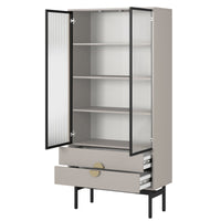 Aukšta vitrina STOON, pilkai smėlinė, 85 cm