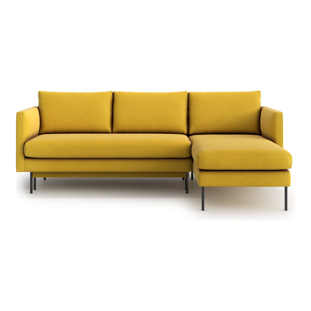 SALMA kampinė sofa lova, geltona spalva, universali kampo pusė