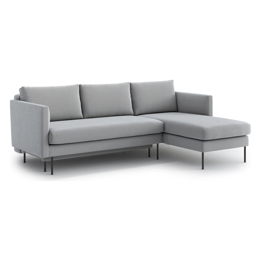 SALMA kampinė sofa lova, pilka spalva, universali kampo pusė