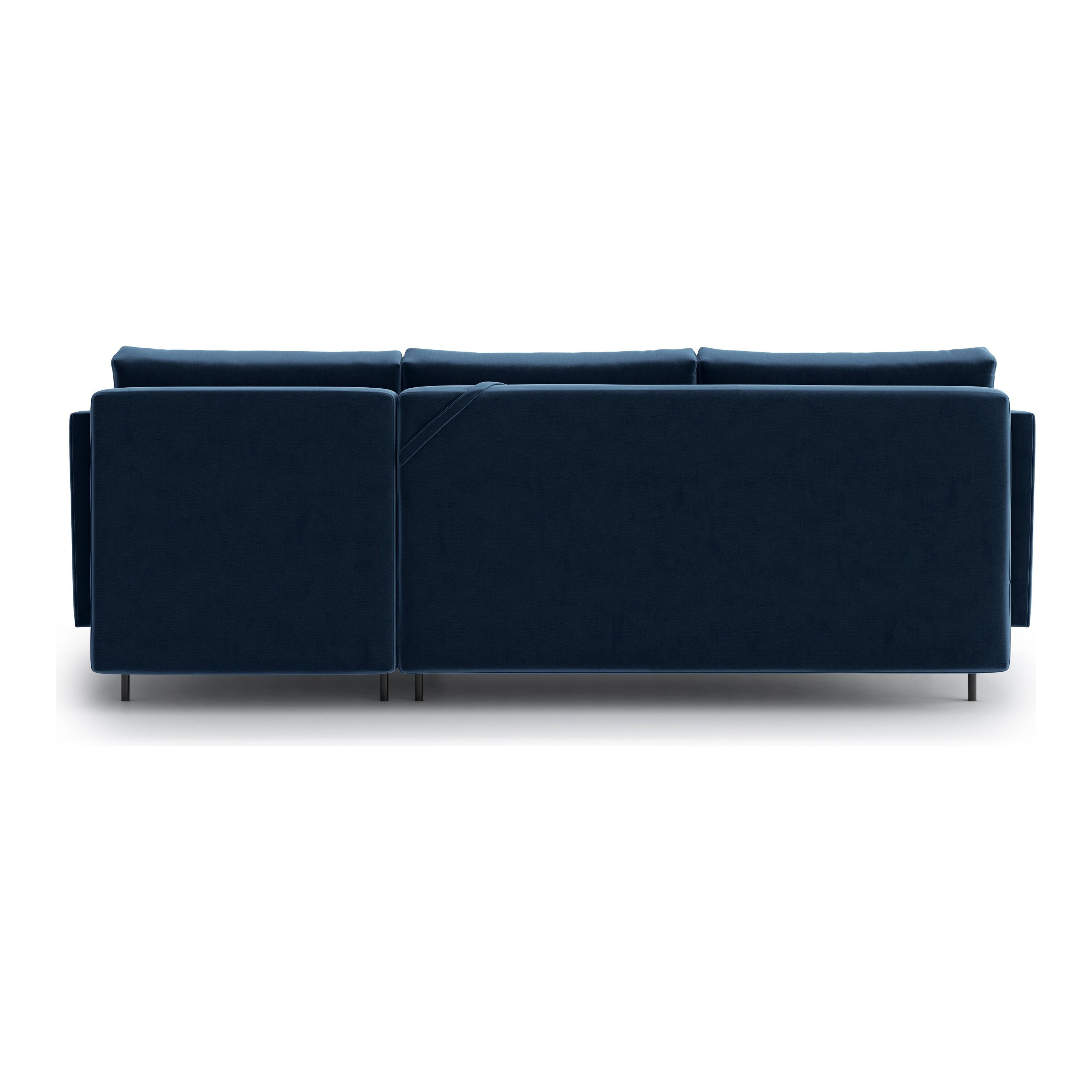 SALMA kampinė sofa lova, mėlyna spalva, universali kampo pusė