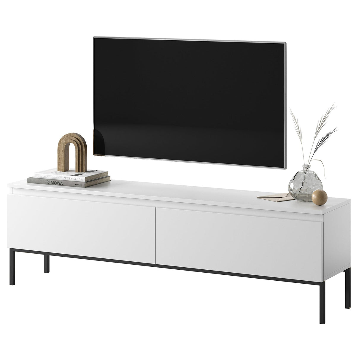 TV spintelė SVEN, balta, 150 cm, juodos kojos