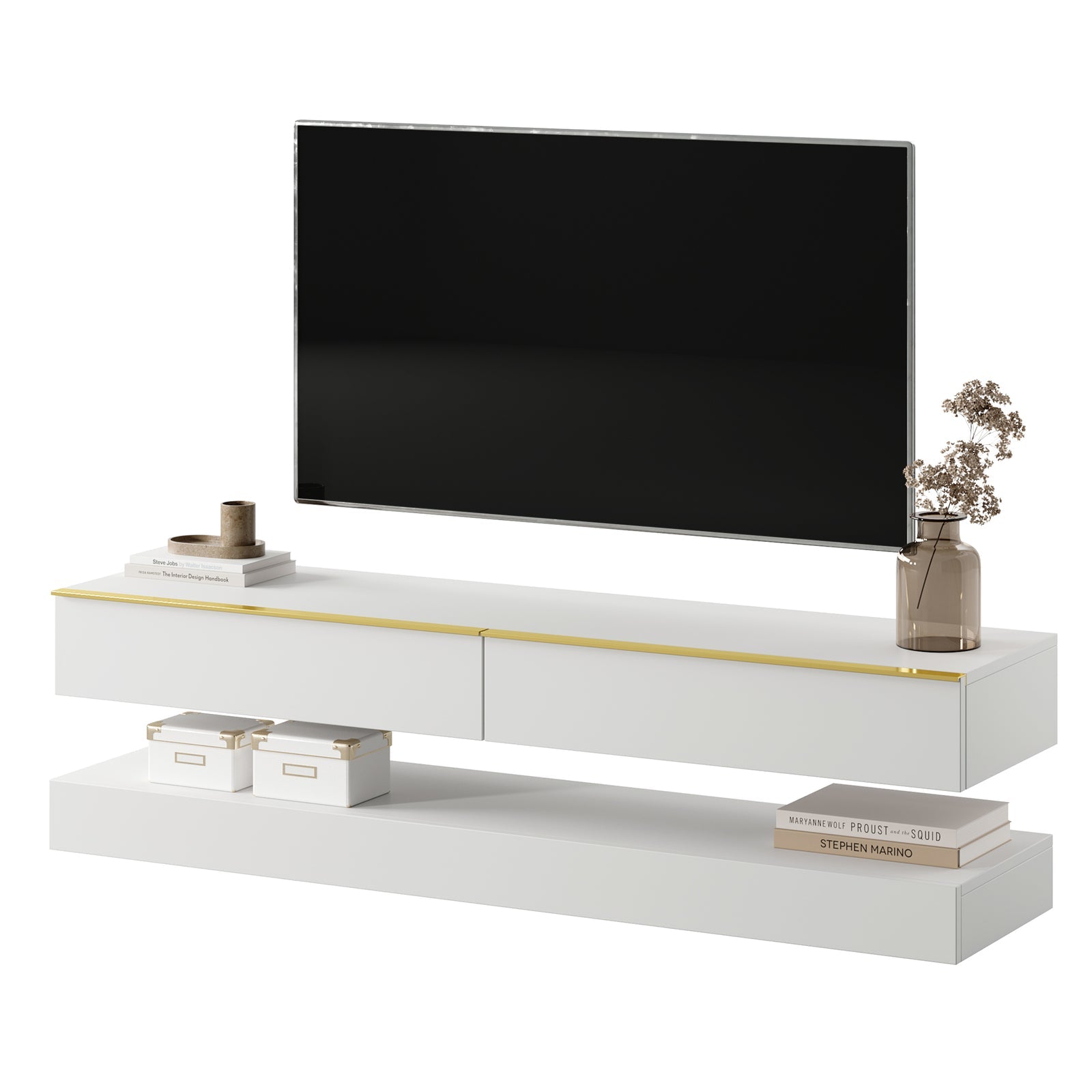 TV staliukas HYLIA, baltas, 140 cm