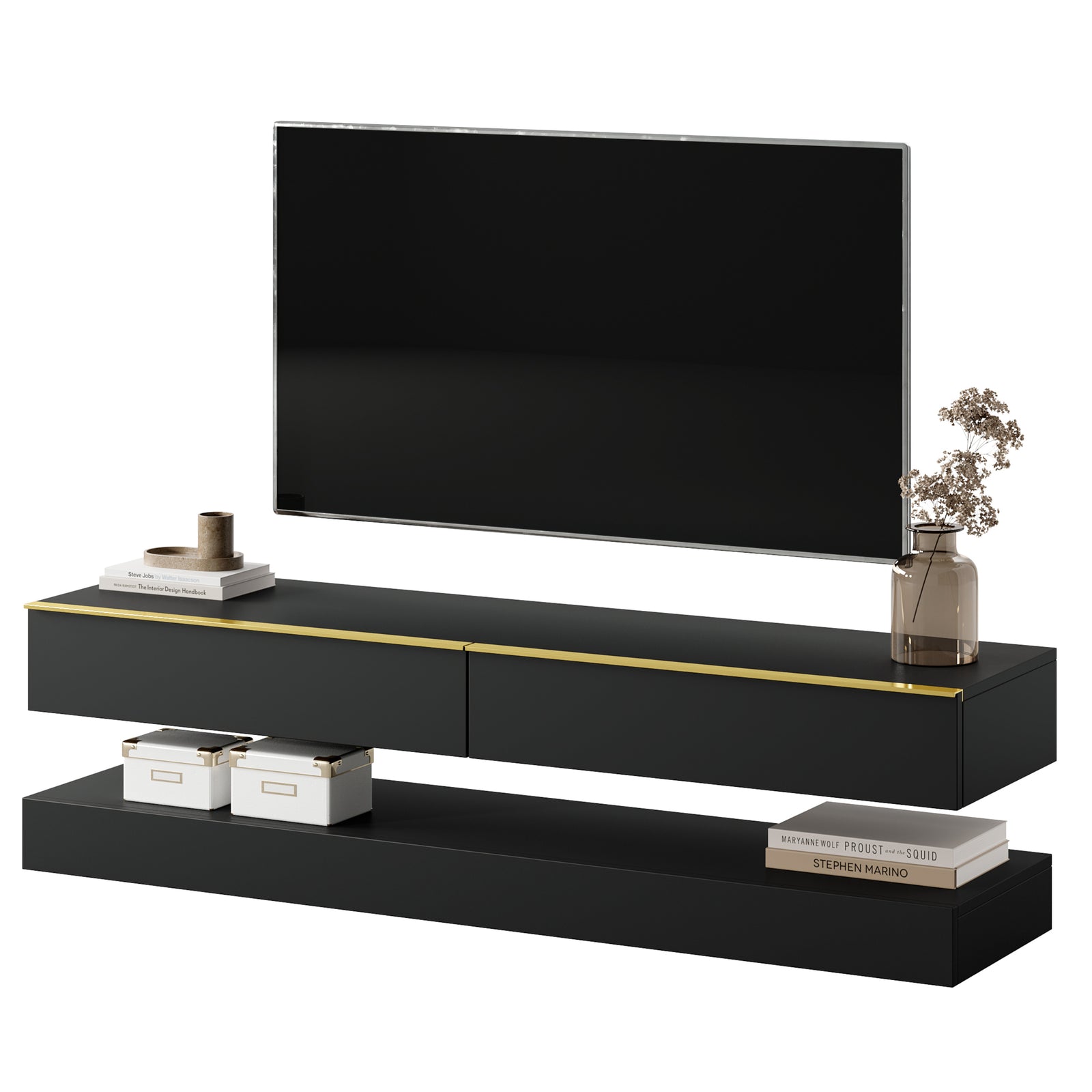 TV staliukas HYLIA, juodas, 140 cm