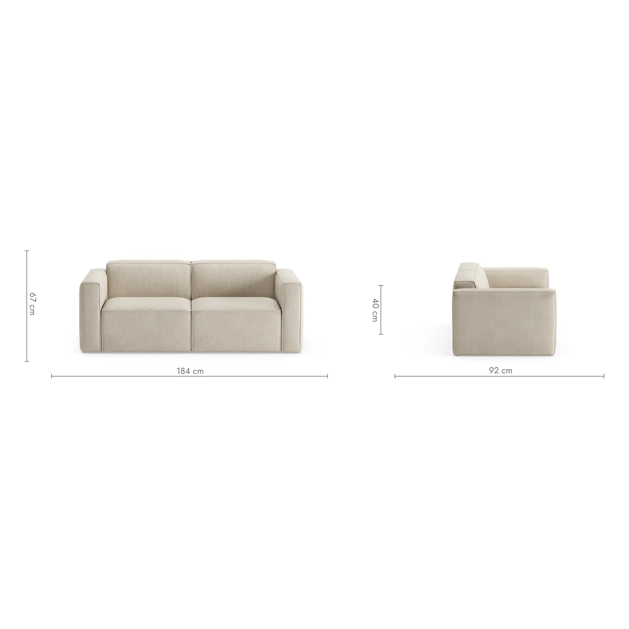 SLAY 2 vietų sofa, šviesiai pilka spalva