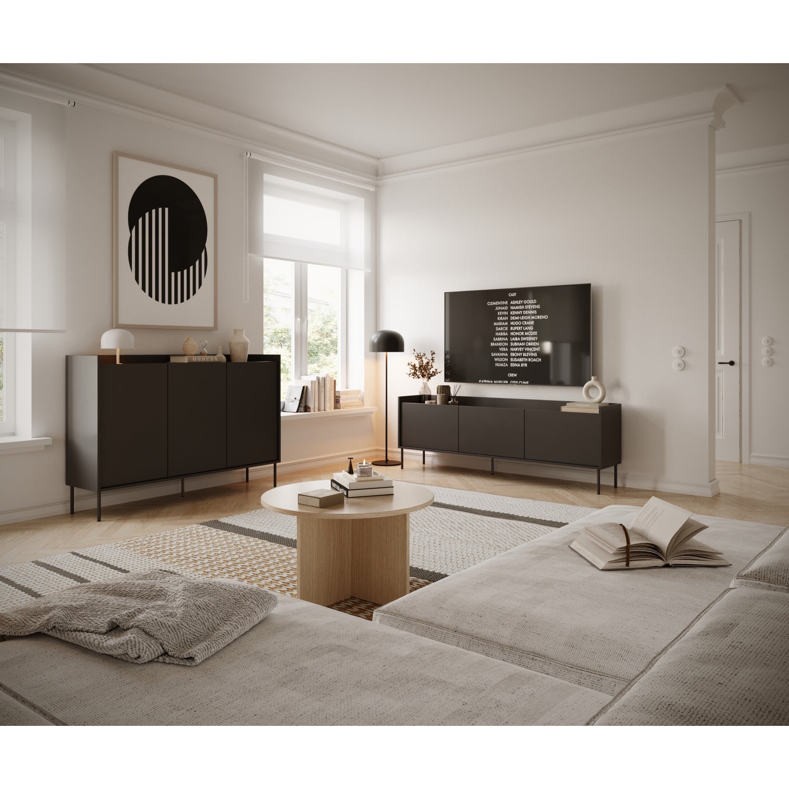 TV staliukas TOVI, juodas, 140 cm