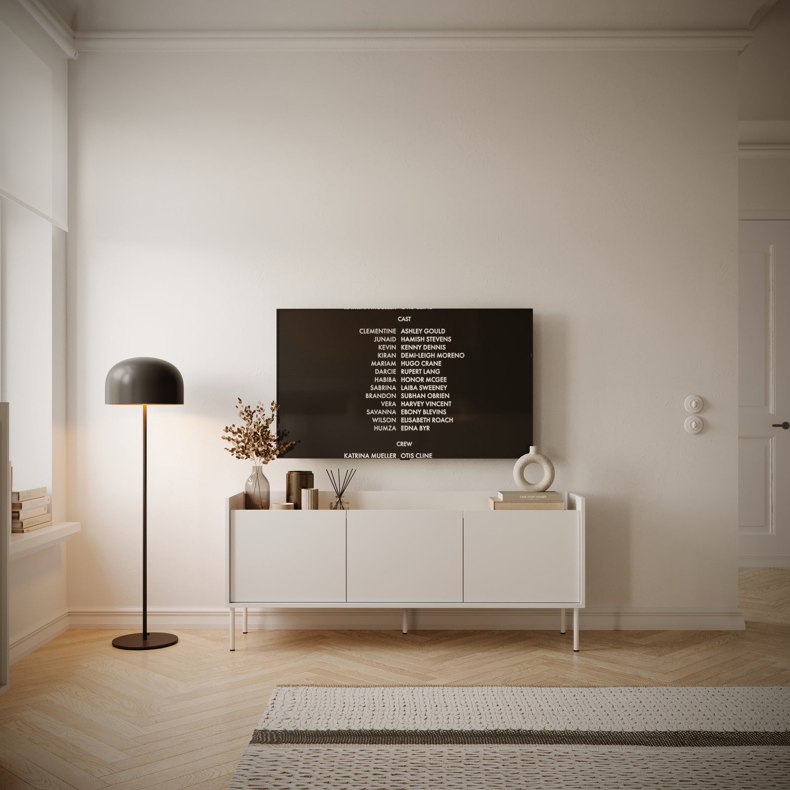 TV staliukas TOVI, baltas, 140 cm