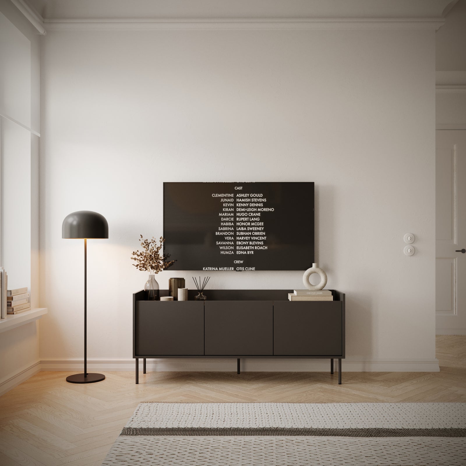TV staliukas TOVI, juodas, 140 cm