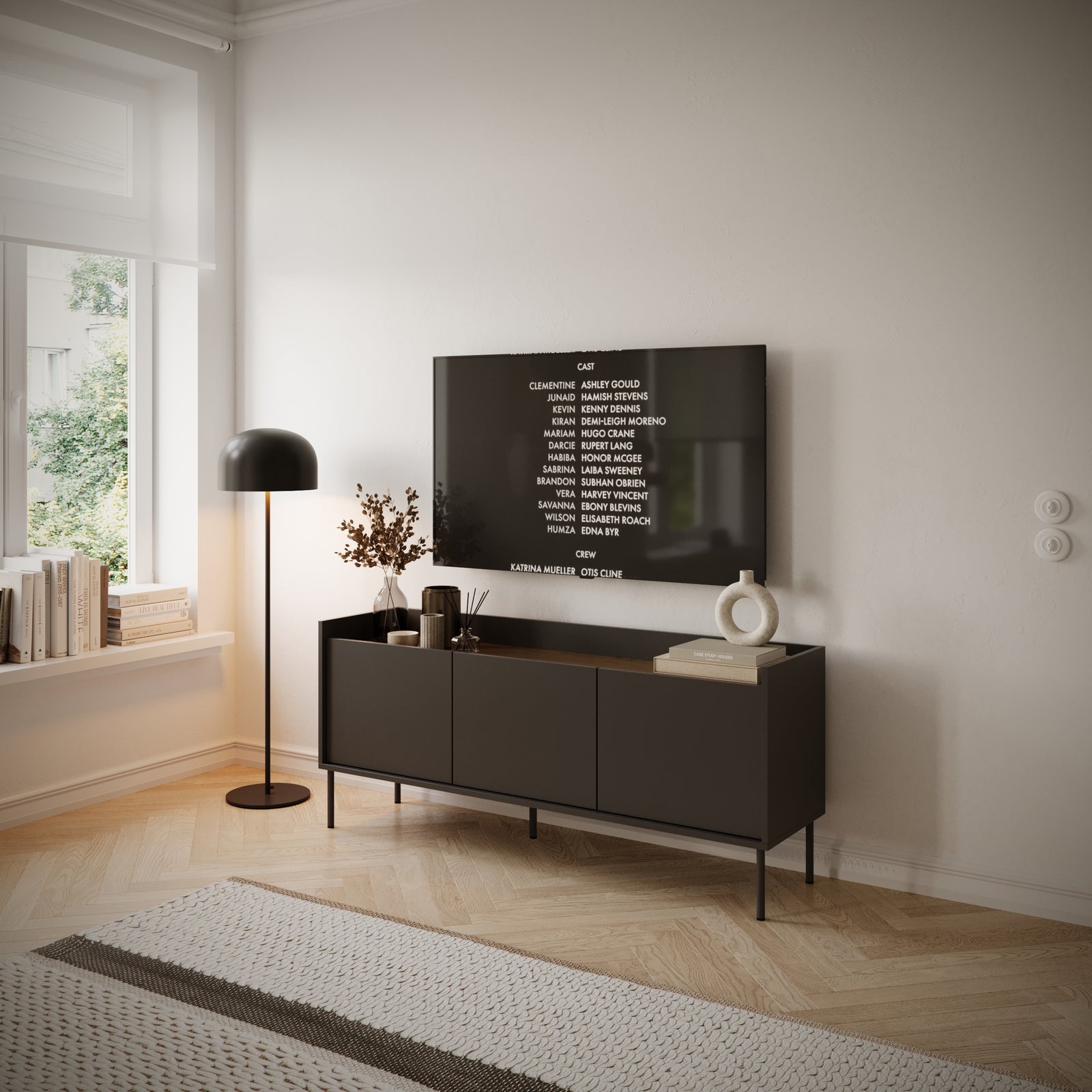 TV staliukas TOVI, juodas, 140 cm