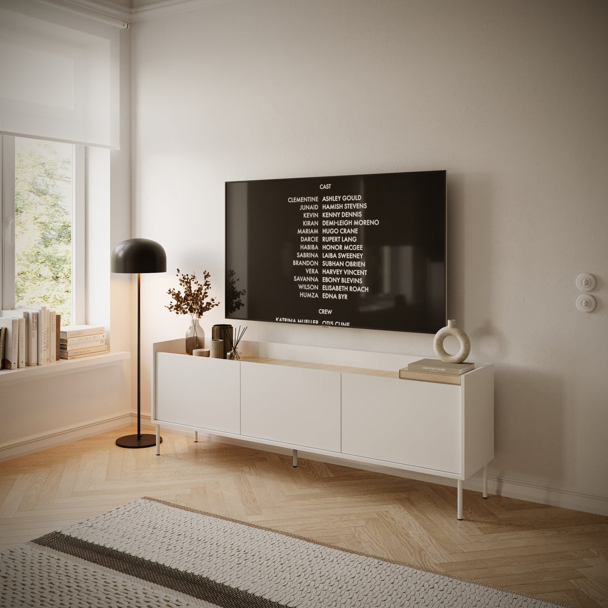 TV staliukas TOVI, baltas, 175 cm
