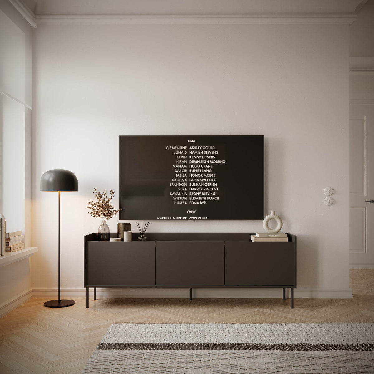 TV staliukas TOVI, juodas, 175 cm