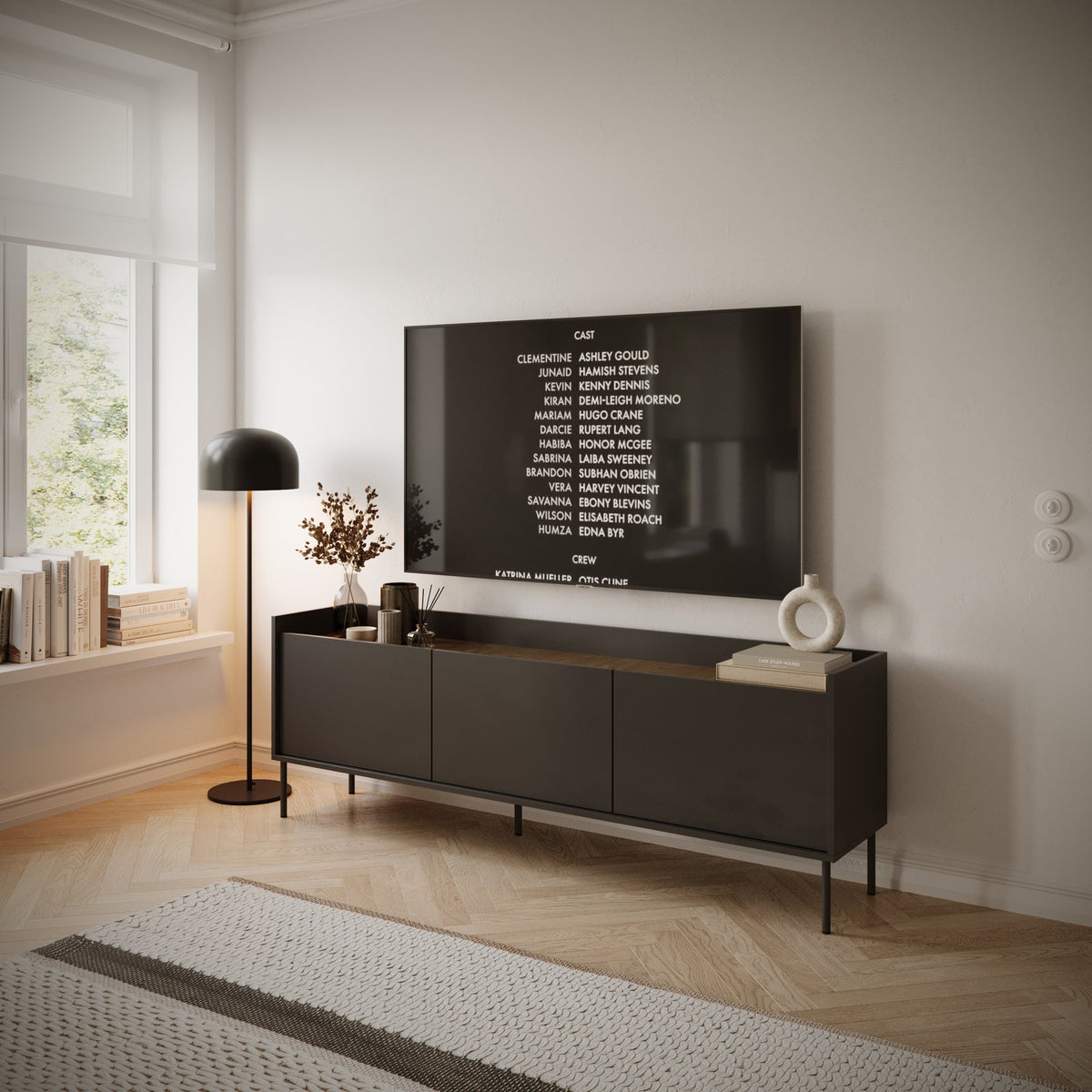 TV staliukas TOVI, juodas, 175 cm