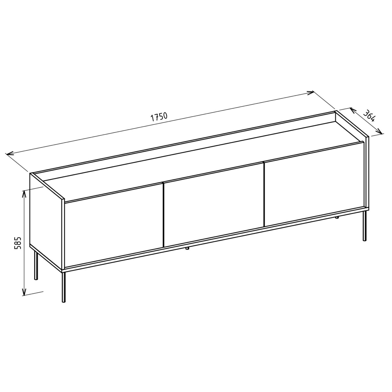 TV staliukas TOVI, juodas, 175 cm