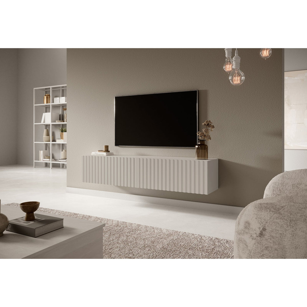 TV spintelė LORCAN, 138,6 cm, kašmyras