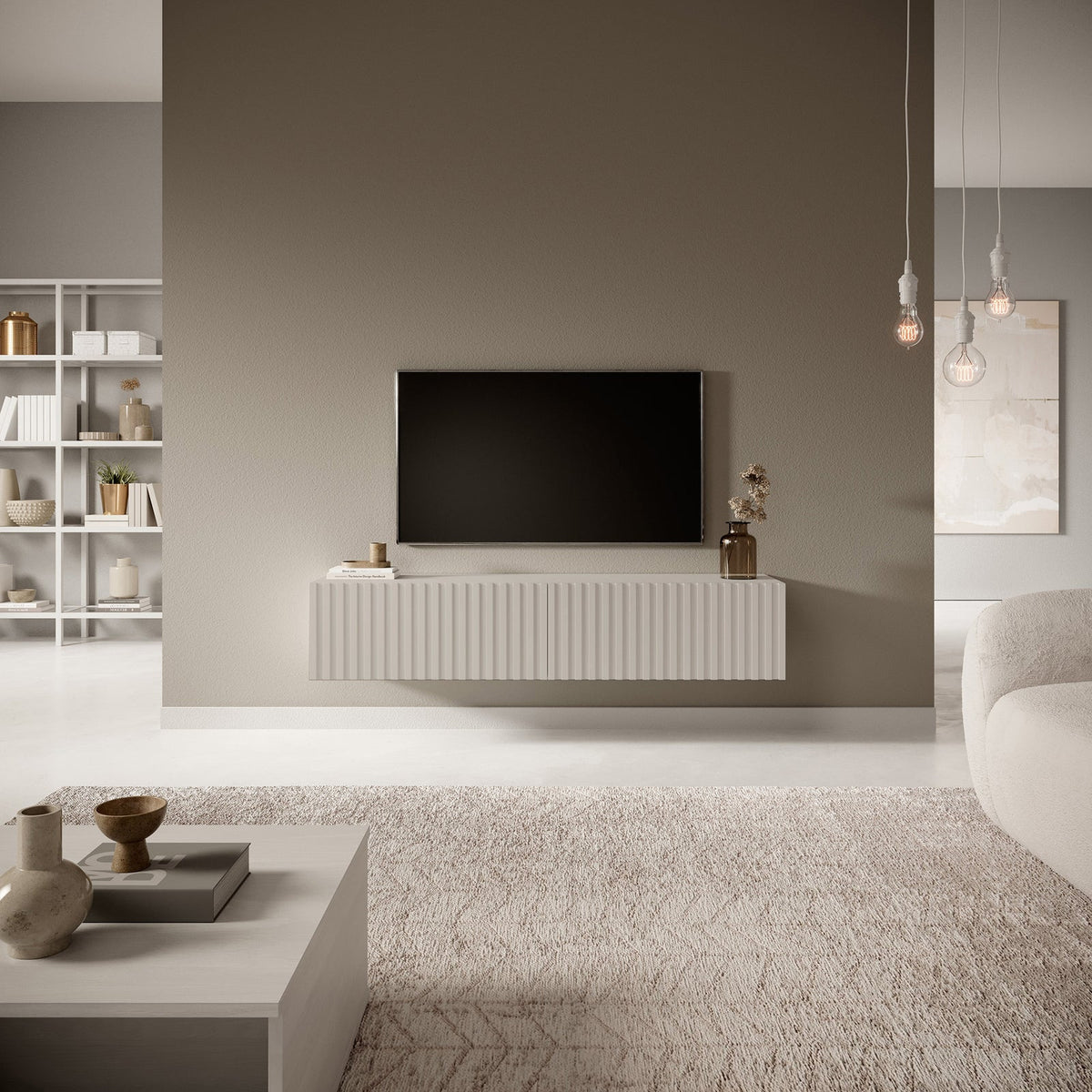 TV spintelė LORCAN, 138,6 cm, kašmyras