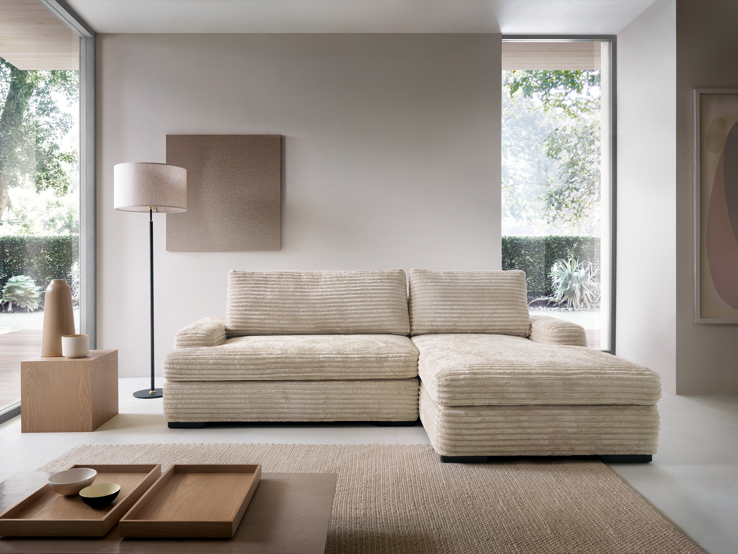 Corner sofa bed MILLY, cream