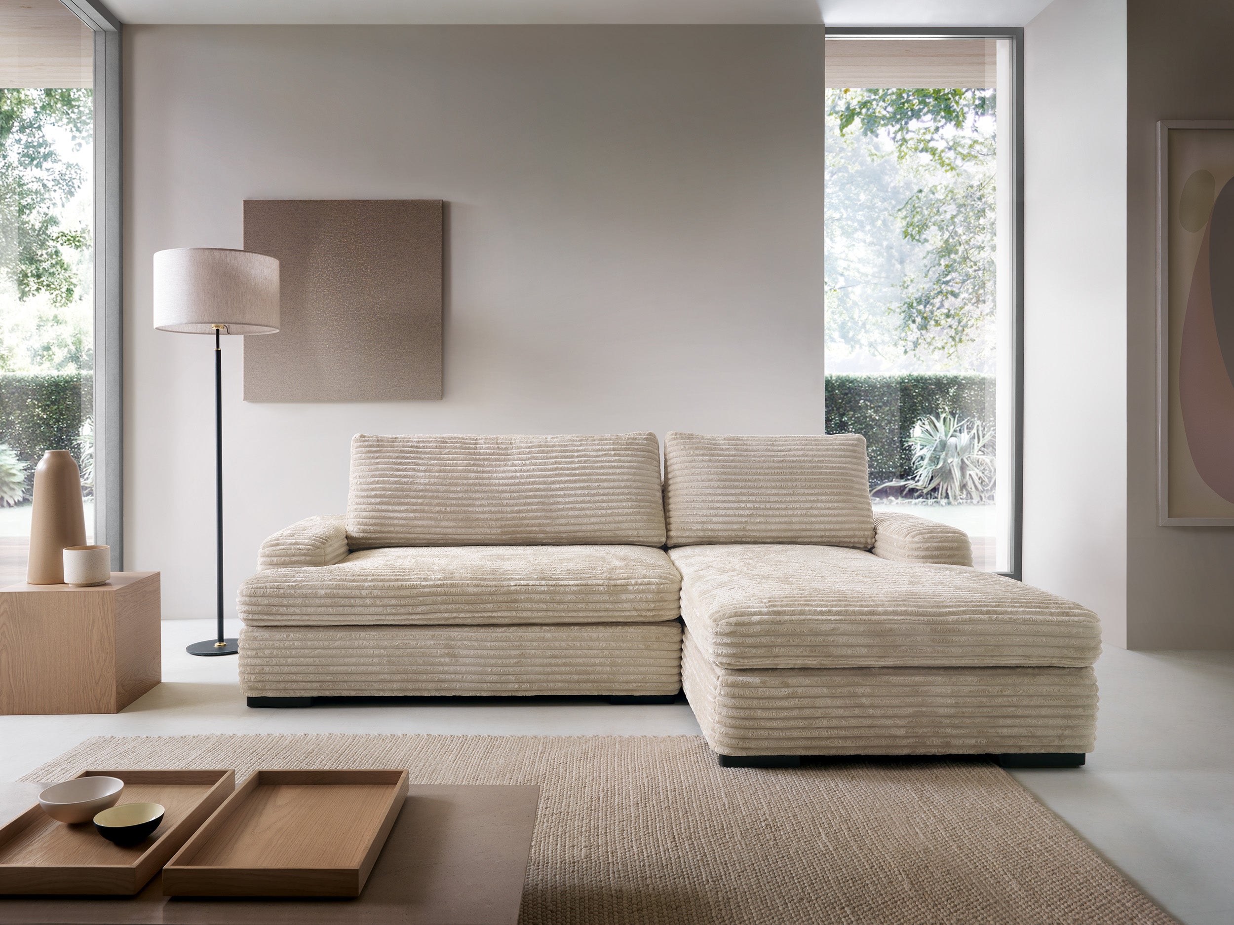 Corner sofa bed MILLY, cream