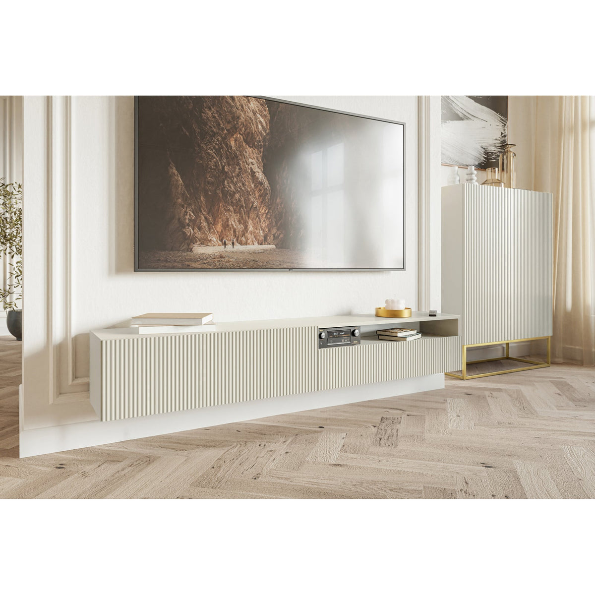 TV spintelė GREYA, smėlinė