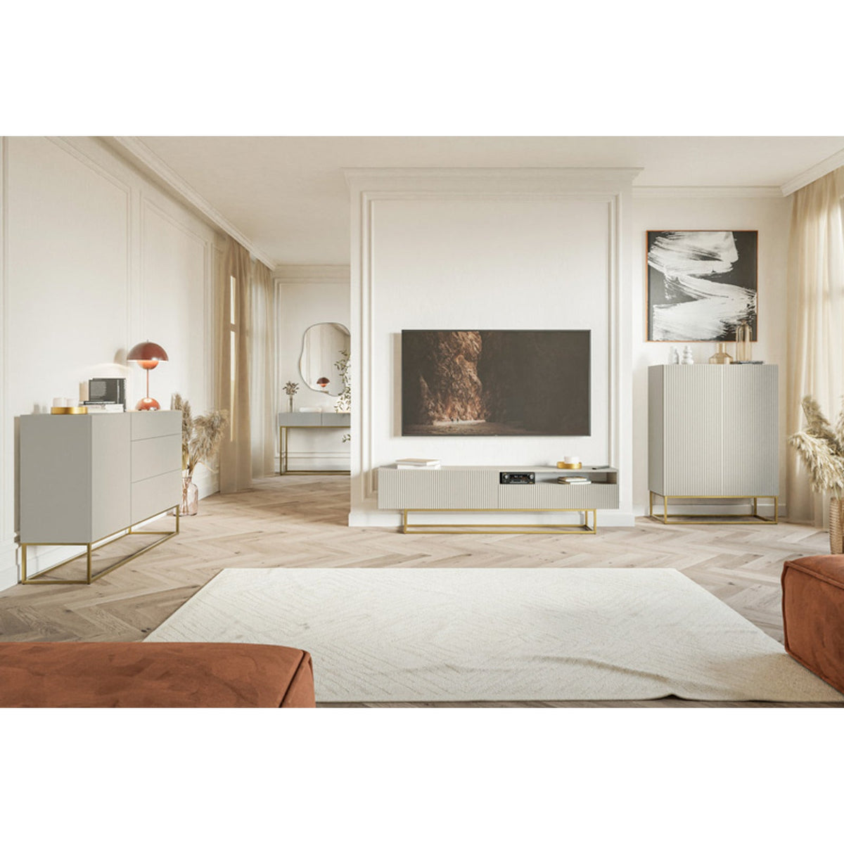 TV spintelė GREYA, 175 cm, smėlinė