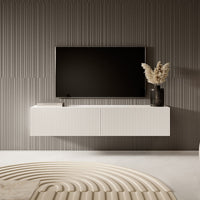 TV staliukas VELDIO, balta, 140 cm, pakabinamas