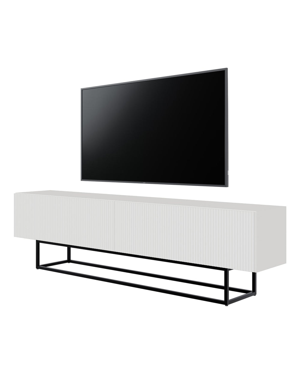 TV staliukas VELDIO, balta, 175 cm, juodos kojos