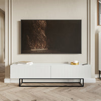 TV staliukas VELDIO, balta, 175 cm, juodos kojos