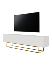 TV staliukas VELDIO, balta, 175 cm, auksinės kojos