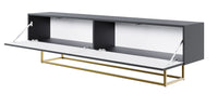 TV spintelė GREYA, juoda, 175 cm, auksinės kojos, 2