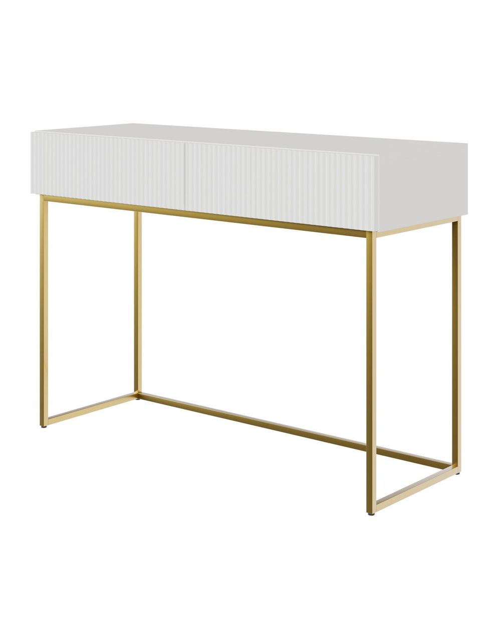 Kosmetinis staliukas VELDIO, balta, 110 cm, auksinės kojos
