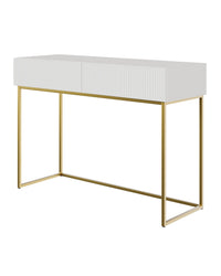 Kosmetinis staliukas VELDIO, balta, 110 cm, auksinės kojos