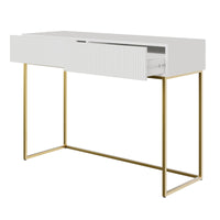 Kosmetinis staliukas VELDIO, balta, 110 cm, auksinės kojos