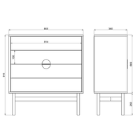 Komoda STOON, juoda, 85 cm