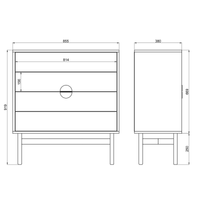 Komoda STOON, pilkai smėlinė, 85 cm moderniame kambaryje