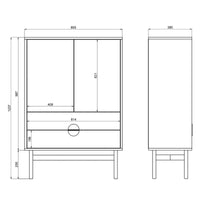 Komoda STOON, juoda, 85 cm